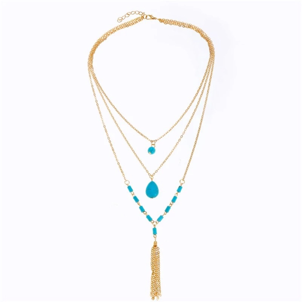 2xHP‼️3/$30 Tassel Boho Multilayer Gold Necklace - Picture 2 of 7
